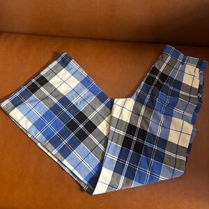 Free People Plaid Pants Blue and Black